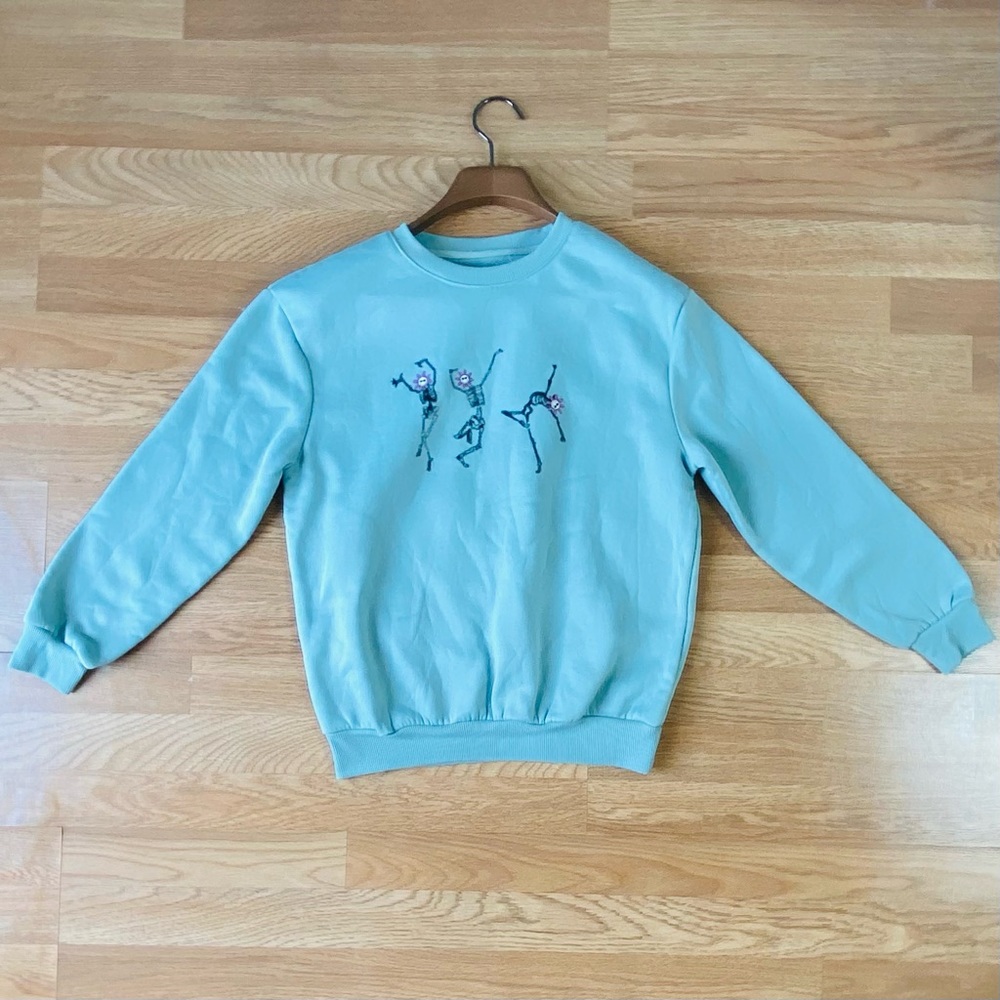 Blue Dancing Skeleton Sweater XS